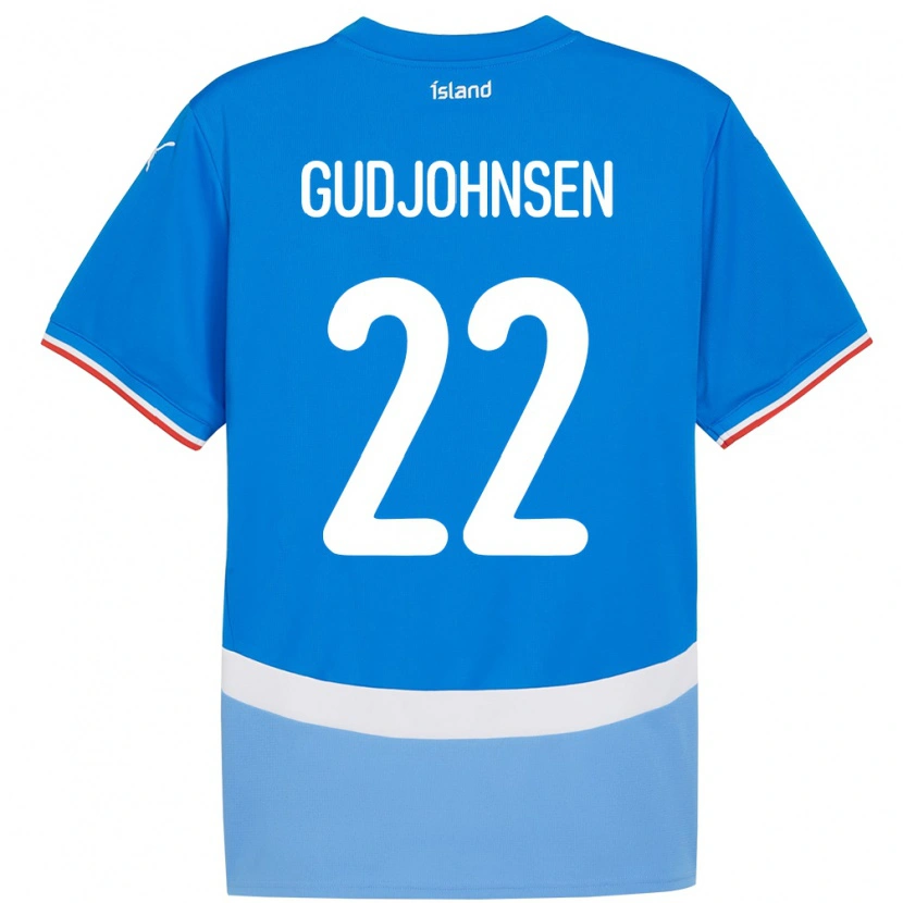Danxen Dame Island Andri Gudjohnsen #22 Blå Hjemmetrøye Drakt Trøye 24-26 Skjorter T-Skjorte