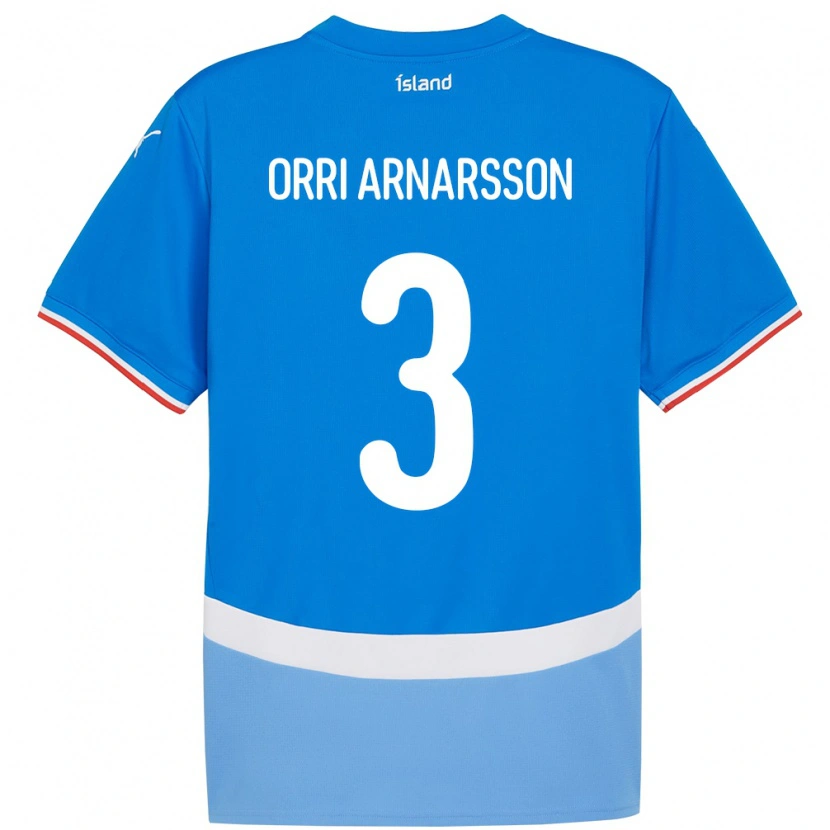 Danxen Dame Island Egill Orri Arnarsson #3 Blå Hjemmetrøye Drakt Trøye 24-26 Skjorter T-Skjorte