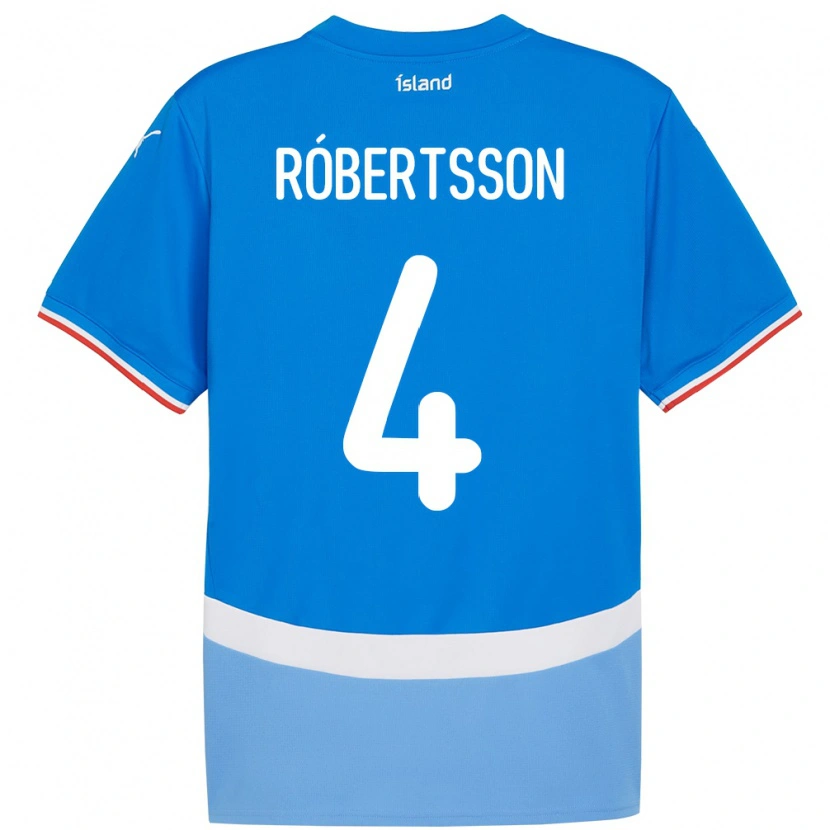 Danxen Dame Island Logi Hrafn Róbertsson #4 Blå Hjemmetrøye Drakt Trøye 24-26 Skjorter T-Skjorte