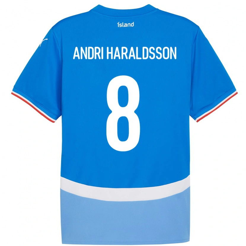 Danxen Dame Island Haukur Andri Haraldsson #8 Blå Hjemmetrøye Drakt Trøye 24-26 Skjorter T-Skjorte