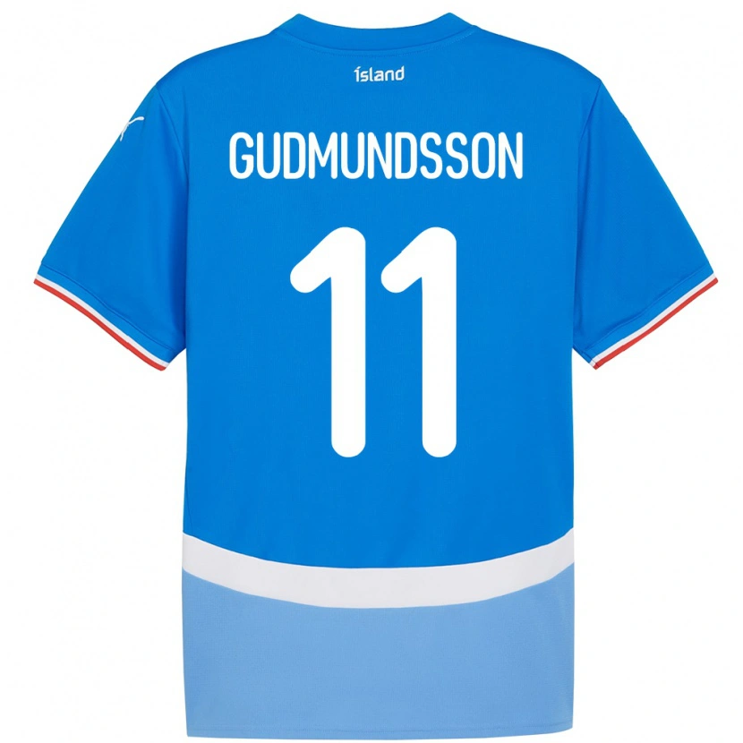 Danxen Dame Island Galdur Gudmundsson #11 Blå Hjemmetrøye Drakt Trøye 24-26 Skjorter T-Skjorte