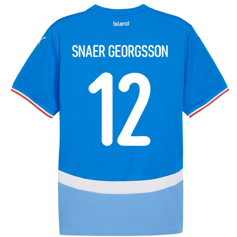 Danxen Dame Island Halldór Snaer Georgsson #12 Blå Hjemmetrøye Drakt Trøye 24-26 Skjorter T-Skjorte