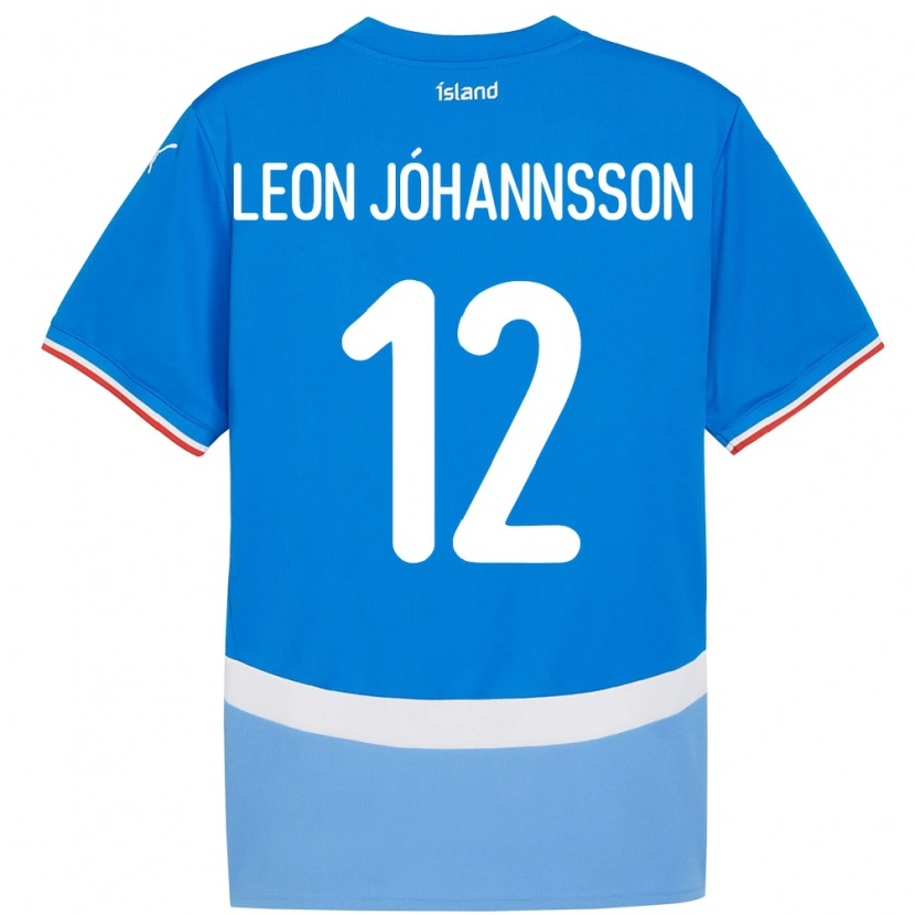 Danxen Dame Island Marten Leon Jóhannsson #12 Blå Hjemmetrøye Drakt Trøye 24-26 Skjorter T-Skjorte