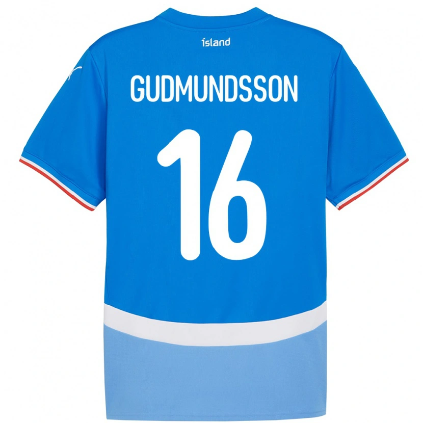 Danxen Dame Island Jón Breki Gudmundsson #16 Blå Hjemmetrøye Drakt Trøye 24-26 Skjorter T-Skjorte