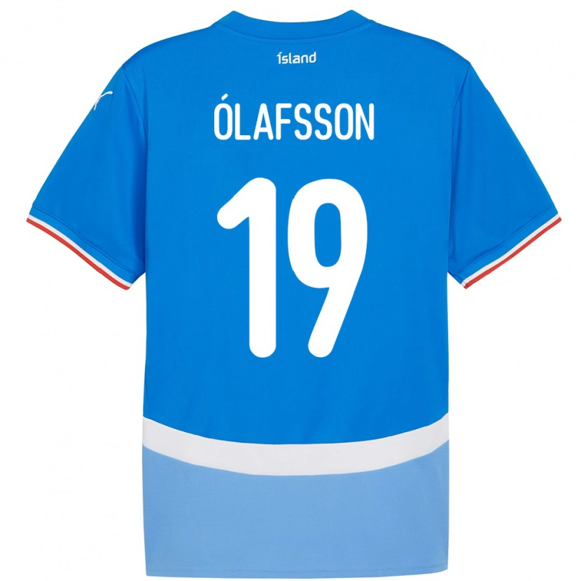 Danxen Dame Island Sigurdur Stefán Ólafsson #19 Blå Hjemmetrøye Drakt Trøye 24-26 Skjorter T-Skjorte