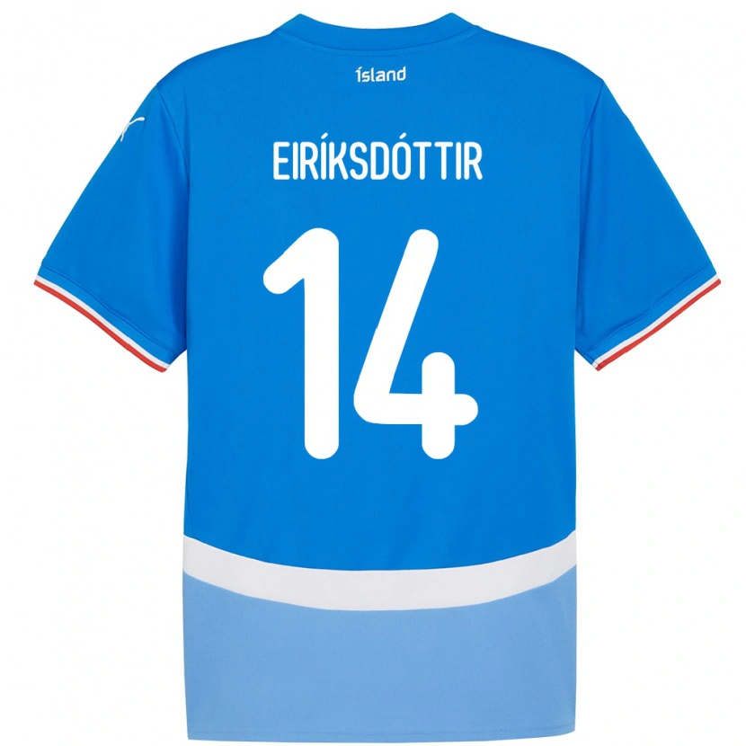 Danxen Dame Island Hlín Eiríksdóttir #14 Blå Hjemmetrøye Drakt Trøye 24-26 Skjorter T-Skjorte