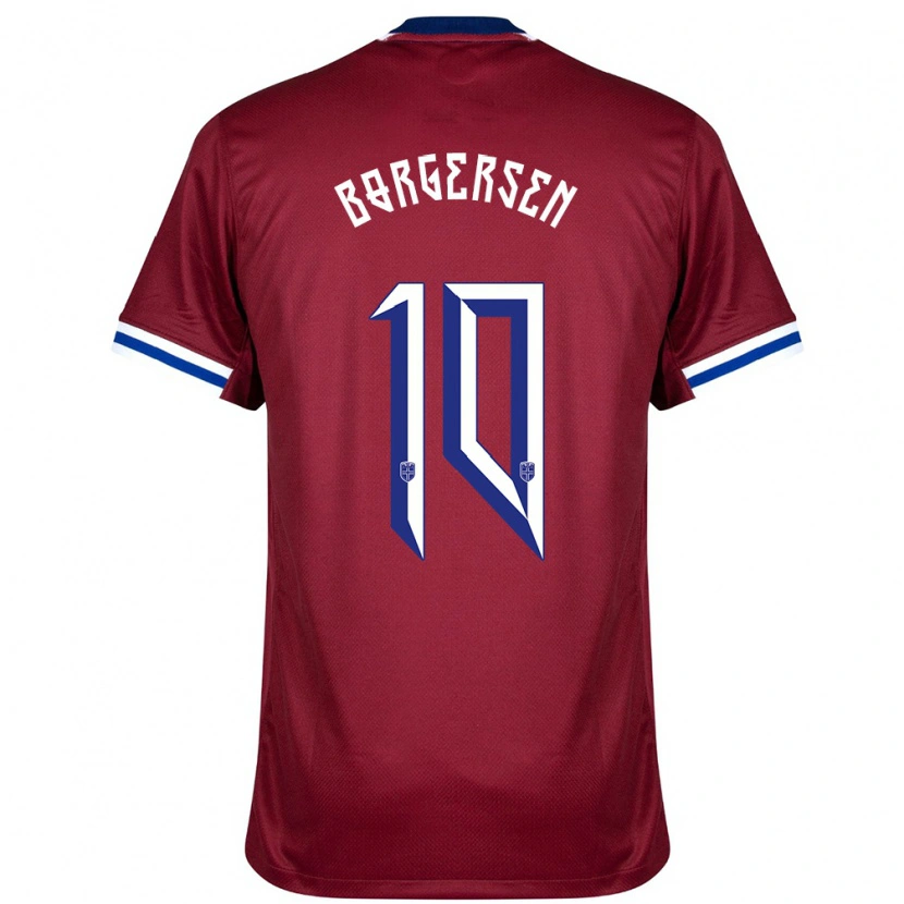 Danxen Dame Norge Aleksander Borgersen #10 Rød Blå Hvit Hjemmetrøye Drakt Trøye 24-26 Skjorter T-Skjorte