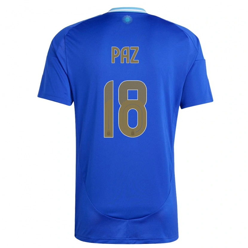 Danxen Dame Argentina Nico Paz #18 Blå Bortetrøye Drakt Trøye 24-26 Skjorter T-Skjorte