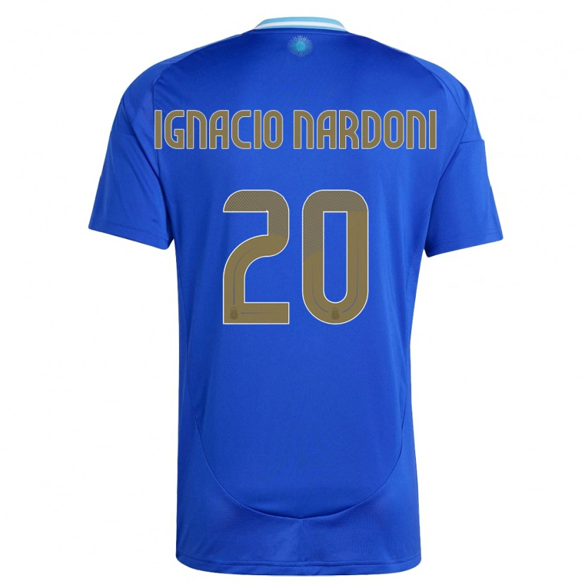 Danxen Dame Argentina Juan Ignacio Nardoni #20 Blå Bortetrøye Drakt Trøye 24-26 Skjorter T-Skjorte