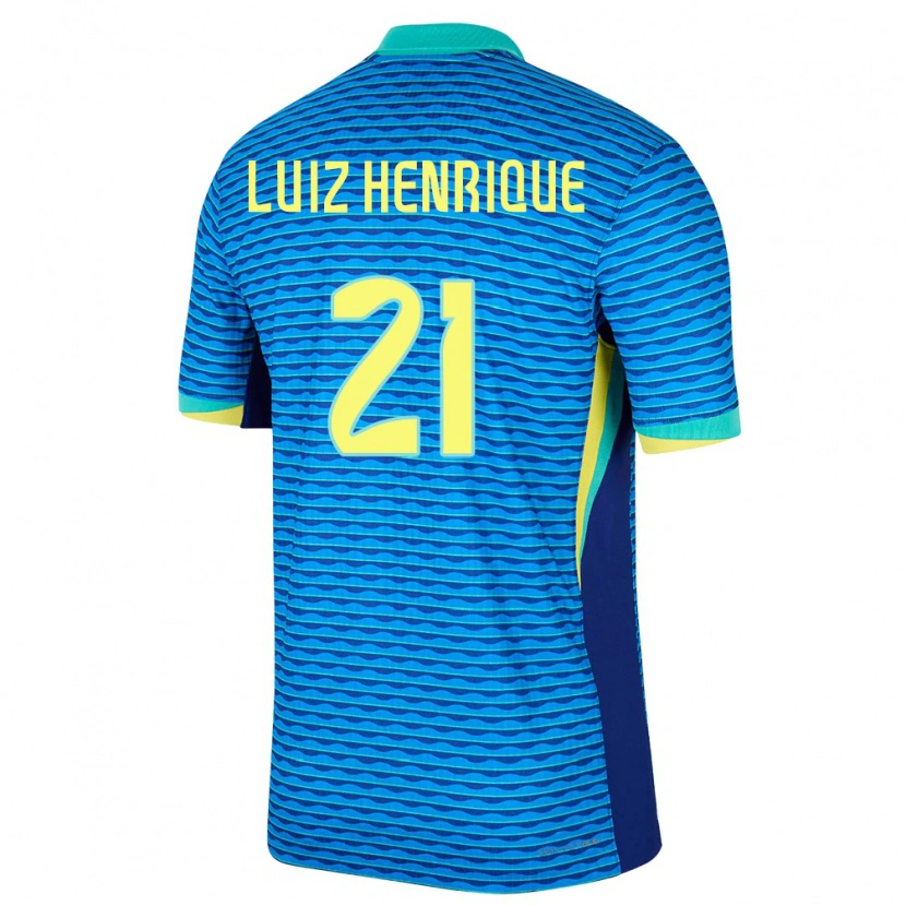 Danxen Dame Brasil Luiz Henrique #21 Blå Bortetrøye Drakt Trøye 24-26 Skjorter T-Skjorte