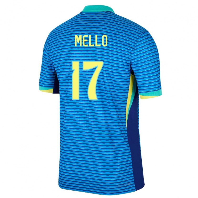 Danxen Dame Brasil Nícollas Mello #17 Blå Bortetrøye Drakt Trøye 24-26 Skjorter T-Skjorte