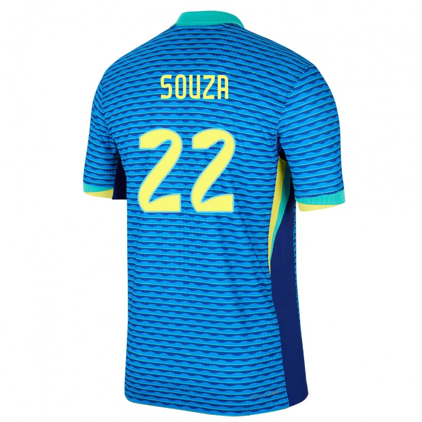 Danxen Dame Brasil Luiz Souza #22 Blå Bortetrøye Drakt Trøye 24-26 Skjorter T-Skjorte