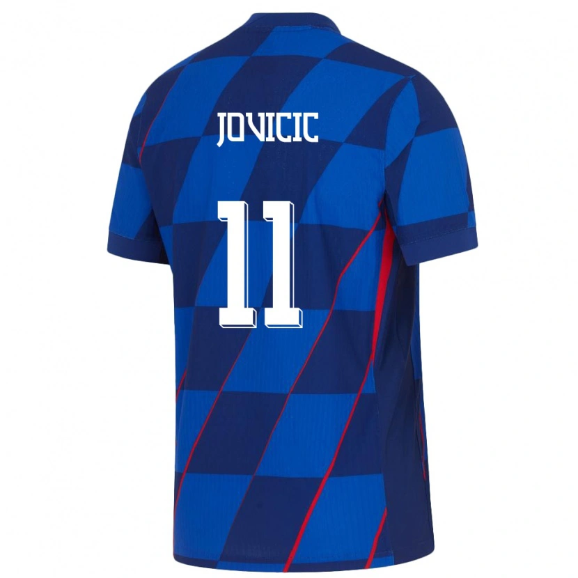 Danxen Dame Kroatia Milos Jovicic #11 Blå Bortetrøye Drakt Trøye 24-26 Skjorter T-Skjorte