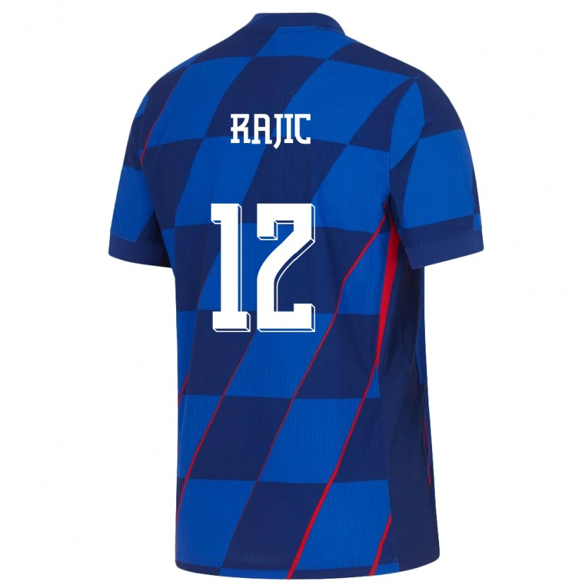 Danxen Dame Kroatia Antonio Rajic #12 Blå Bortetrøye Drakt Trøye 24-26 Skjorter T-Skjorte