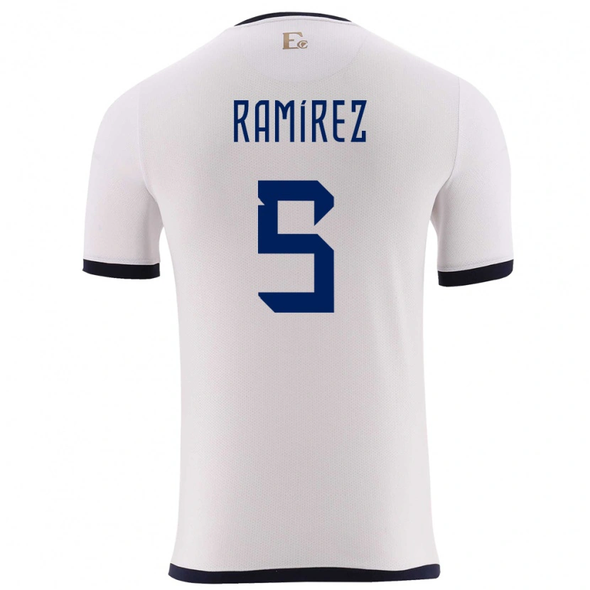 Danxen Dame Ecuador Cristian Ramírez #5 Hvit Bortetrøye Drakt Trøye 24-26 Skjorter T-Skjorte