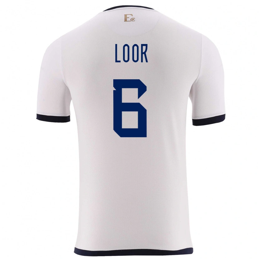 Danxen Dame Ecuador Layan Loor #6 Hvit Bortetrøye Drakt Trøye 24-26 Skjorter T-Skjorte