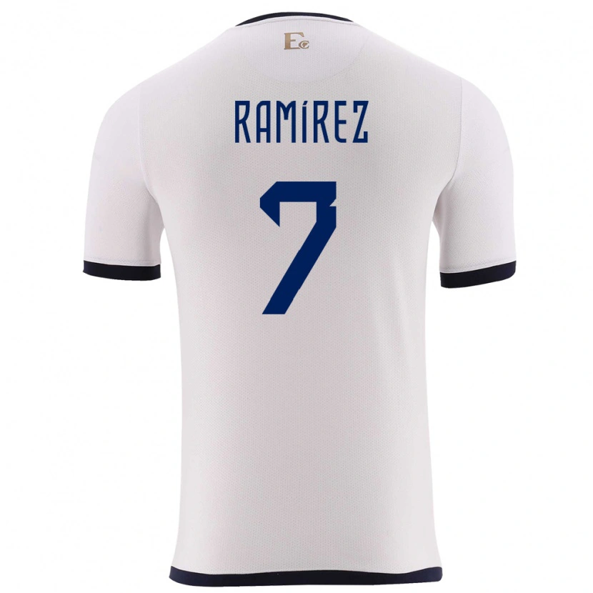 Danxen Dame Ecuador Jalmar Ramírez #7 Hvit Bortetrøye Drakt Trøye 24-26 Skjorter T-Skjorte