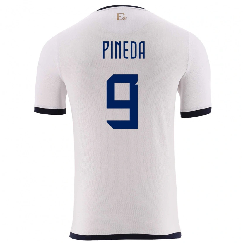 Danxen Dame Ecuador Kevin Pineda #9 Hvit Bortetrøye Drakt Trøye 24-26 Skjorter T-Skjorte