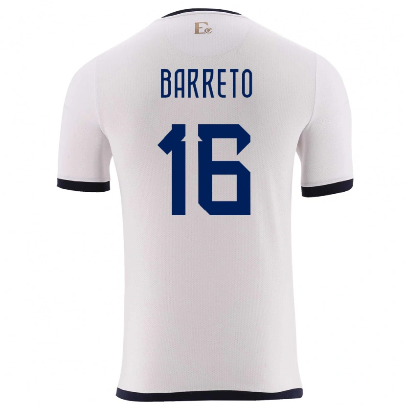 Danxen Dame Ecuador Andry Barreto #16 Hvit Bortetrøye Drakt Trøye 24-26 Skjorter T-Skjorte