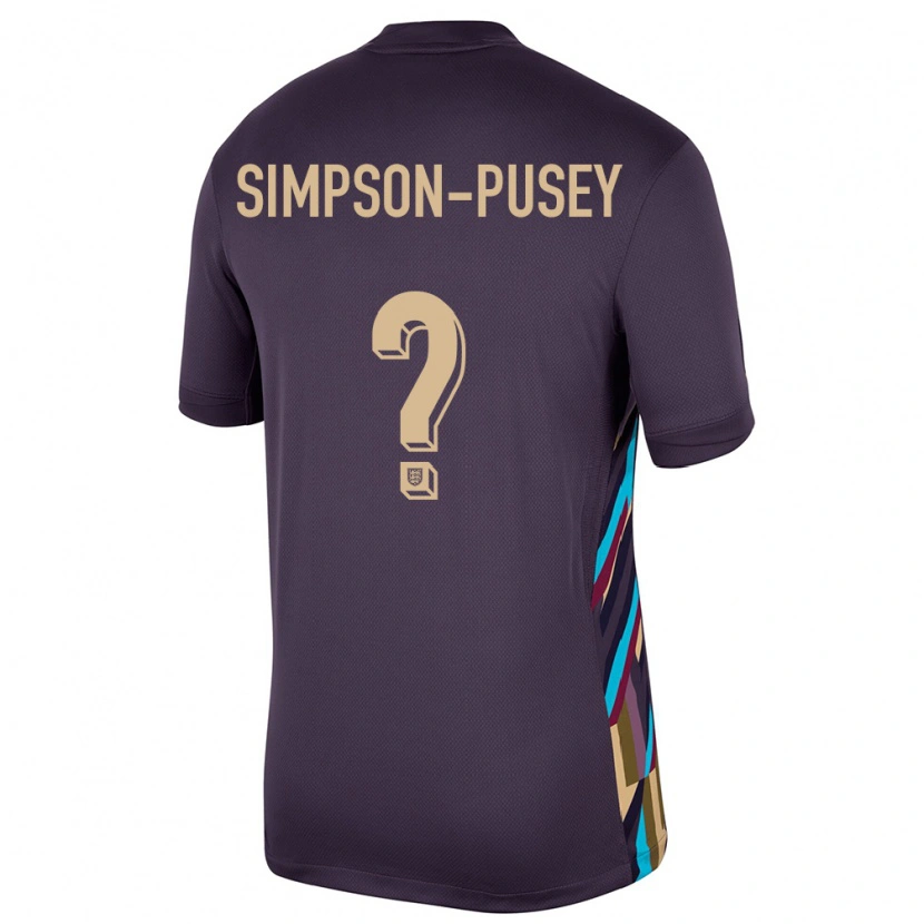 Danxen Dame England Jahmai Simpson-Pusey #0 Mørk Rosin Bortetrøye Drakt Trøye 24-26 Skjorter T-Skjorte