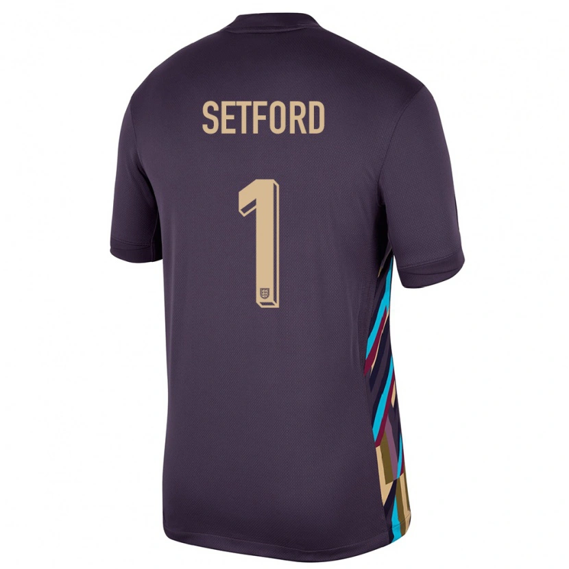 Danxen Dame England Tommy Setford #1 Mørk Rosin Bortetrøye Drakt Trøye 24-26 Skjorter T-Skjorte