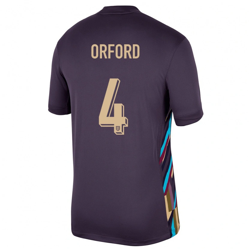Danxen Dame England Lewis Orford #4 Mørk Rosin Bortetrøye Drakt Trøye 24-26 Skjorter T-Skjorte