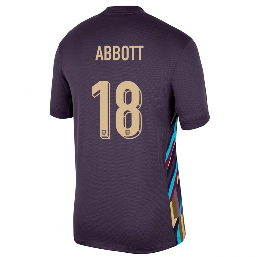 Danxen Dame England Zach Abbott #18 Mørk Rosin Bortetrøye Drakt Trøye 24-26 Skjorter T-Skjorte