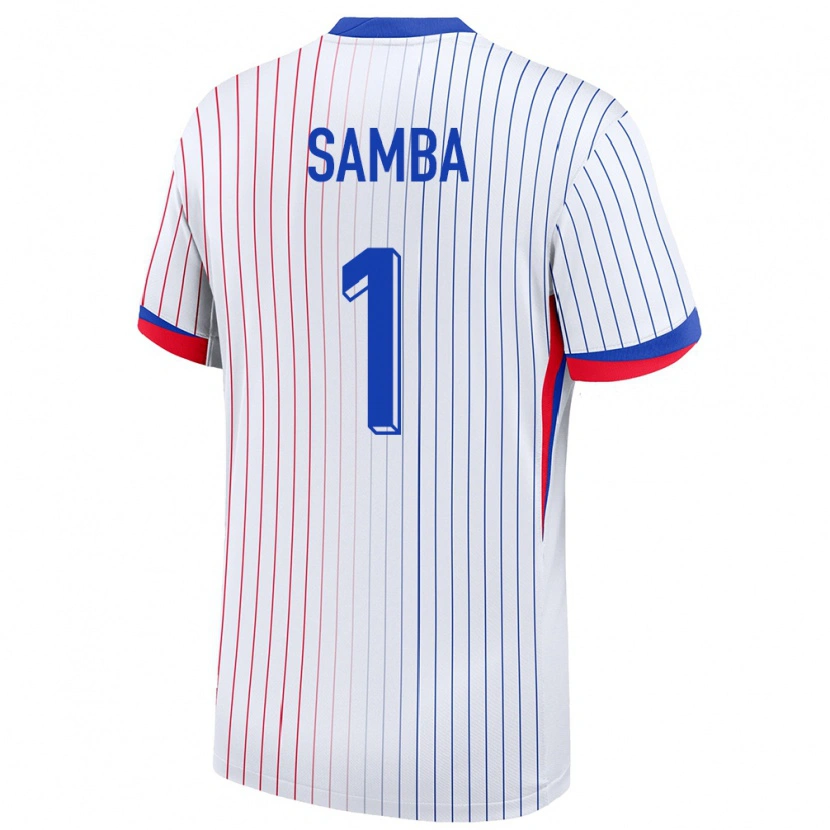 Danxen Dame Frankrike Brice Samba #1 Hvit Bortetrøye Drakt Trøye 24-26 Skjorter T-Skjorte
