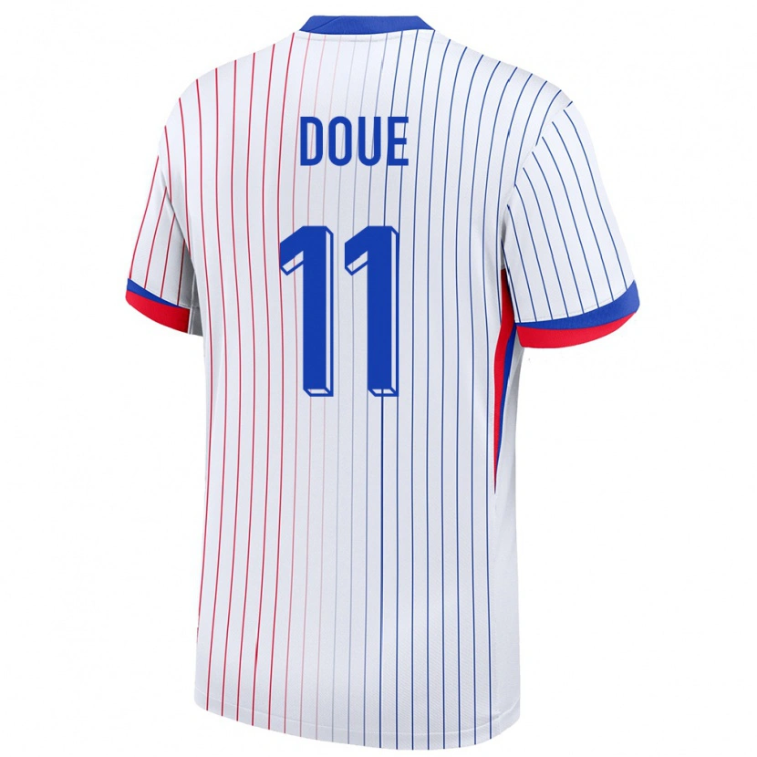 Danxen Dame Frankrike Désiré Doué #11 Hvit Bortetrøye Drakt Trøye 24-26 Skjorter T-Skjorte