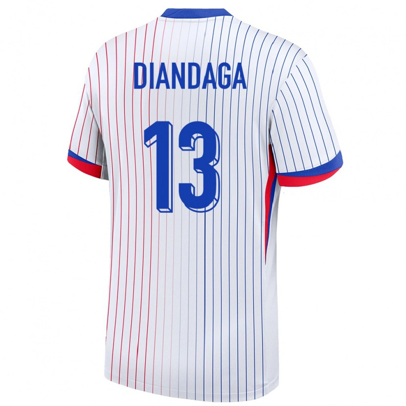 Danxen Dame Frankrike Hermann Diandaga #13 Hvit Bortetrøye Drakt Trøye 24-26 Skjorter T-Skjorte
