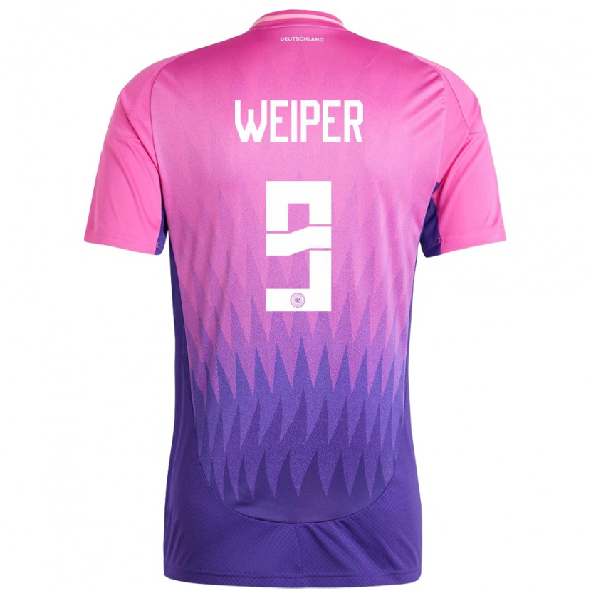Danxen Dame Tyskland Nelson Weiper #9 Rosa Lilla Bortetrøye Drakt Trøye 24-26 Skjorter T-Skjorte