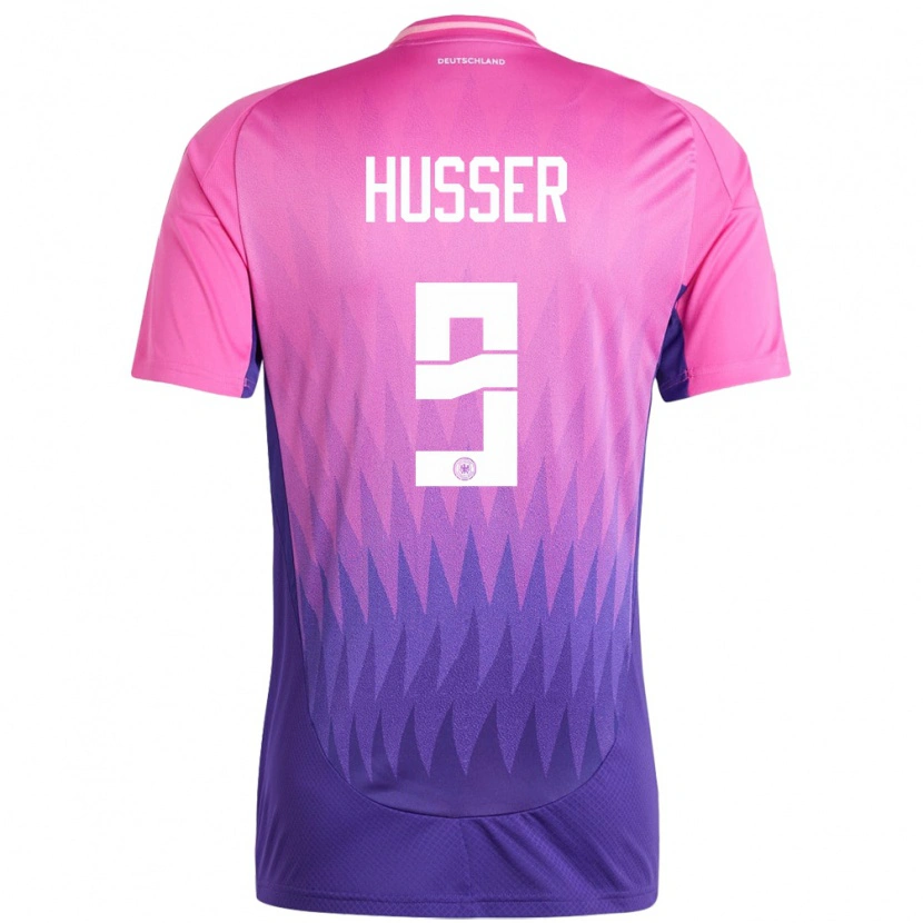 Danxen Dame Tyskland Denis Husser #9 Rosa Lilla Bortetrøye Drakt Trøye 24-26 Skjorter T-Skjorte