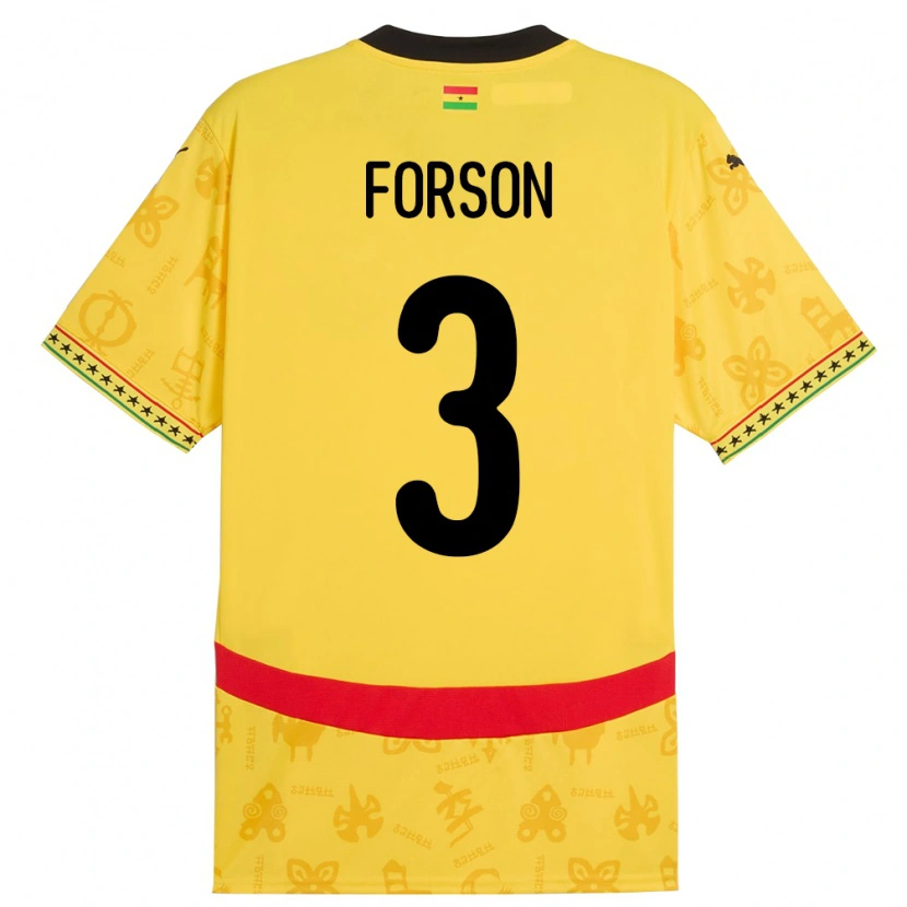 Danxen Dame Ghana Amankwah Forson #3 Gul Bortetrøye Drakt Trøye 24-26 Skjorter T-Skjorte