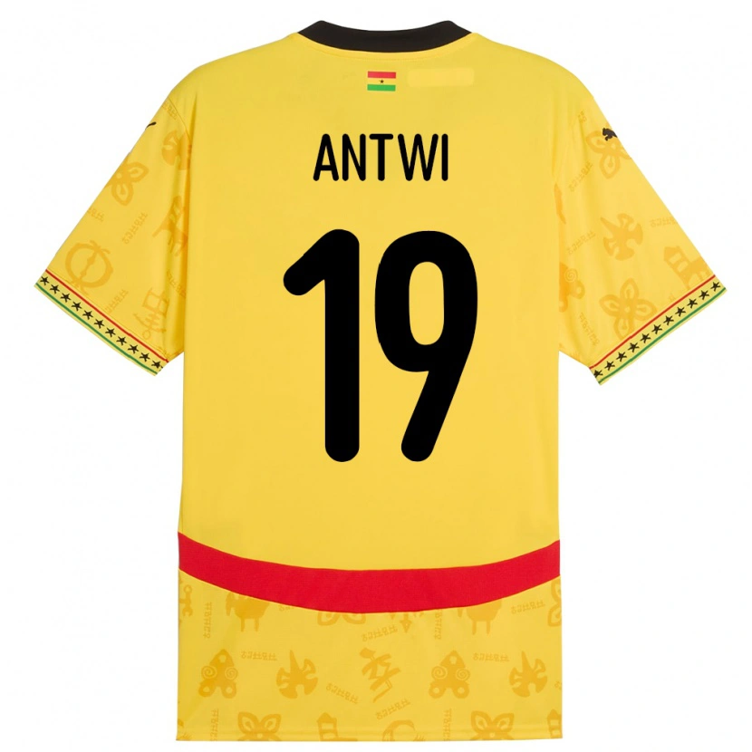 Danxen Dame Ghana Emmanuel Antwi #19 Gul Bortetrøye Drakt Trøye 24-26 Skjorter T-Skjorte
