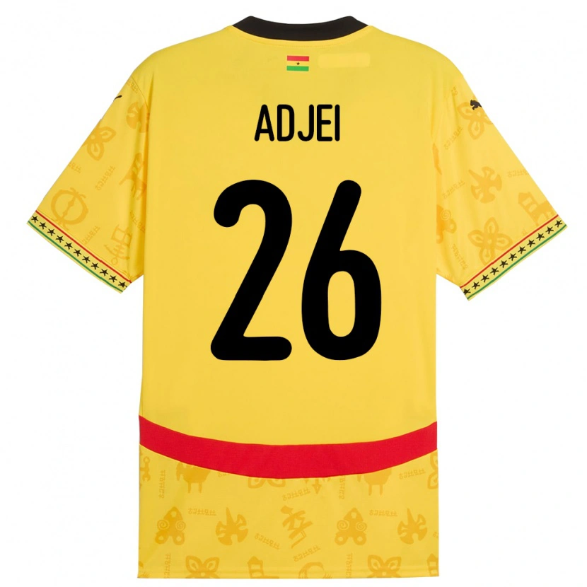Danxen Dame Ghana Nathaniel Adjei #26 Gul Bortetrøye Drakt Trøye 24-26 Skjorter T-Skjorte