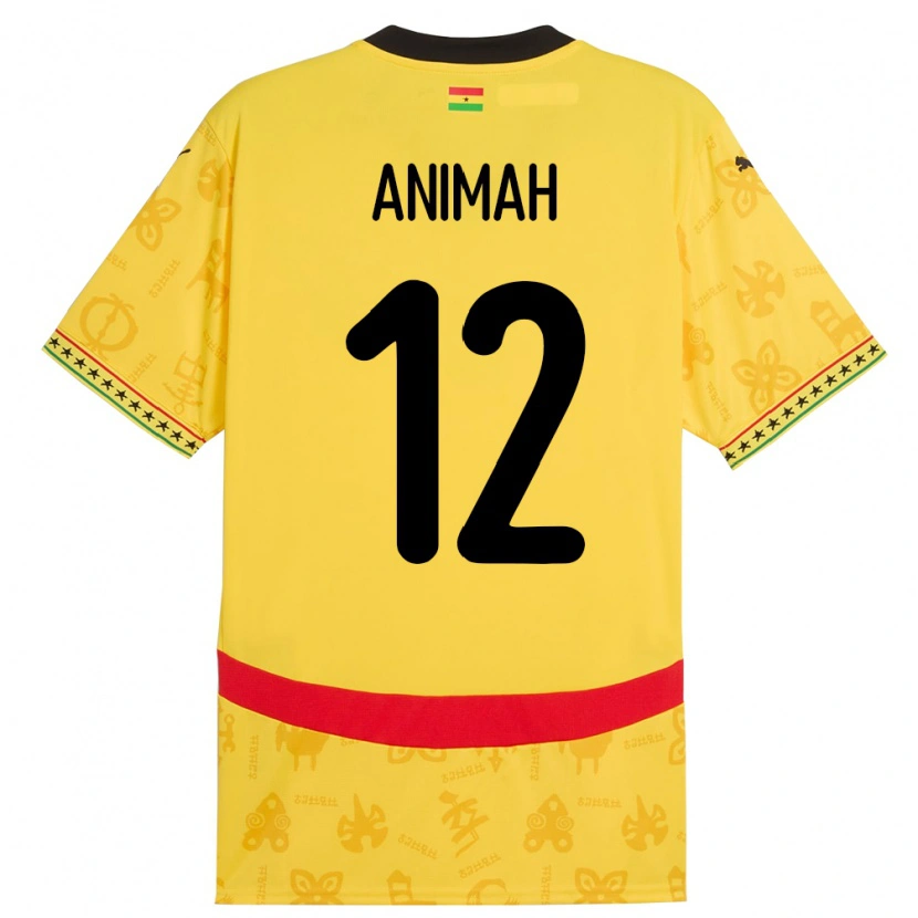 Danxen Dame Ghana Grace Animah #12 Gul Bortetrøye Drakt Trøye 24-26 Skjorter T-Skjorte