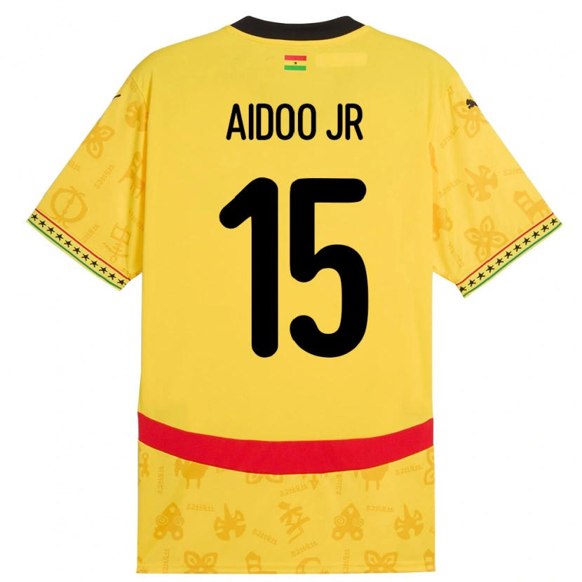 Danxen Dame Ghana Joseph Aidoo #15 Gul Bortetrøye Drakt Trøye 24-26 Skjorter T-Skjorte