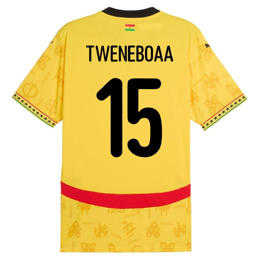 Danxen Dame Ghana Justice Tweneboaa #15 Gul Bortetrøye Drakt Trøye 24-26 Skjorter T-Skjorte