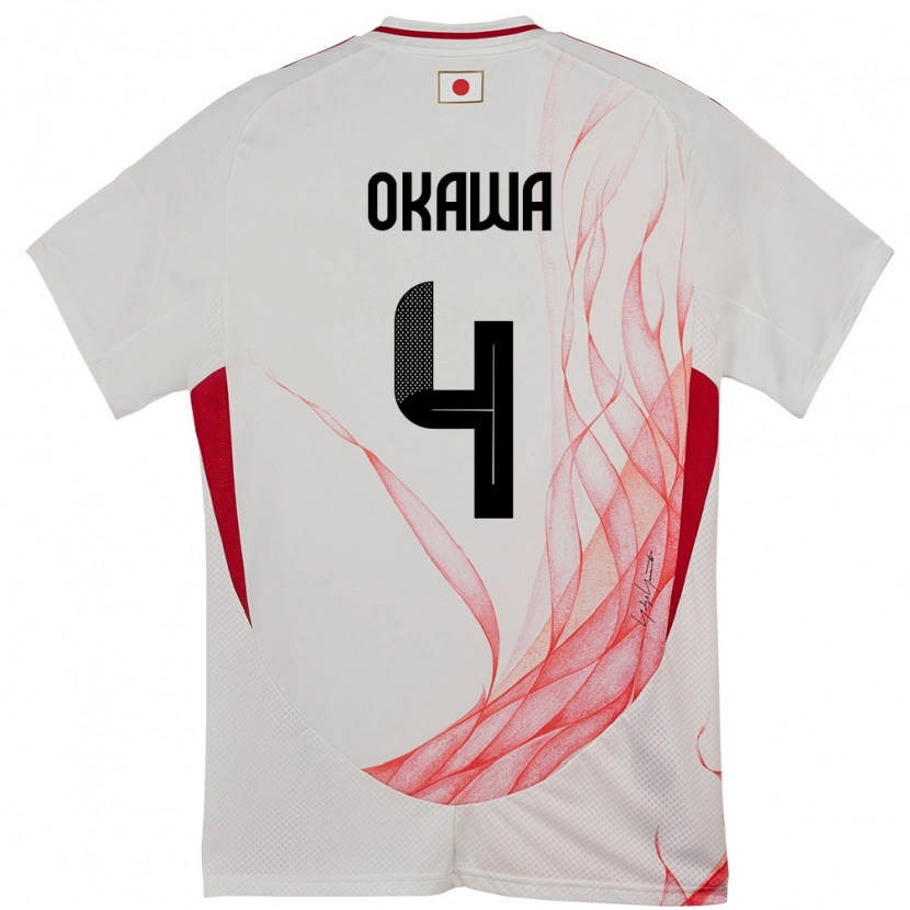 Danxen Dame Japan Yugo Okawa #4 Hvit Bortetrøye Drakt Trøye 24-26 Skjorter T-Skjorte