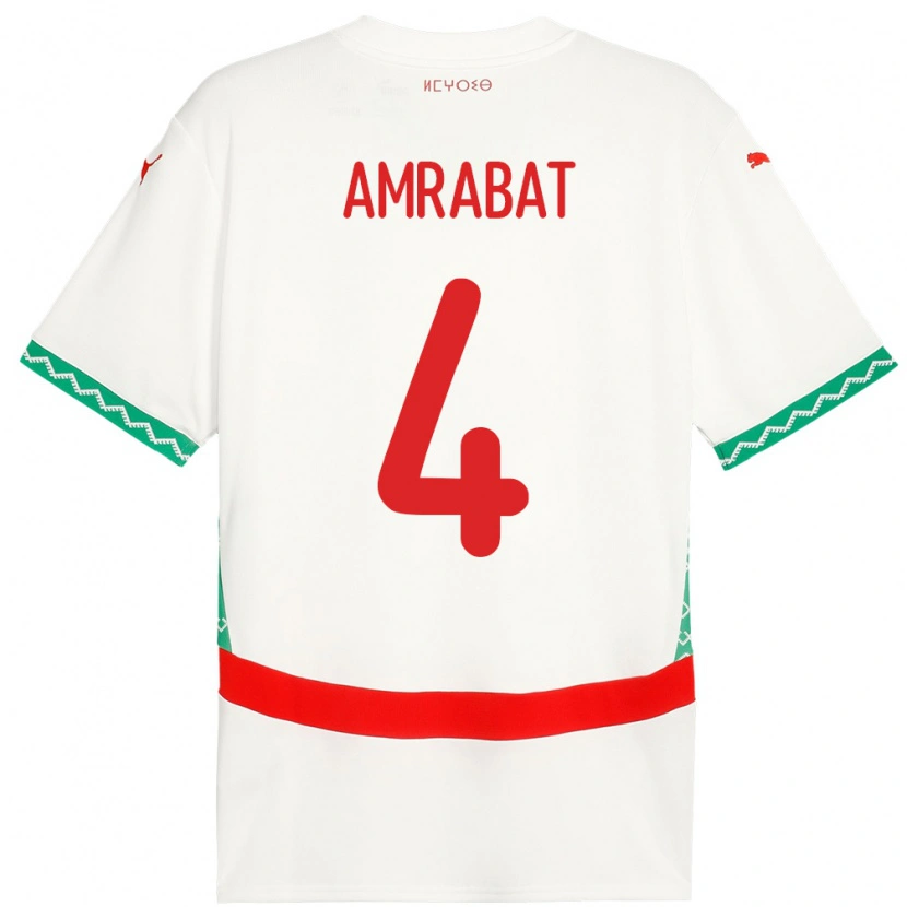 Danxen Dame Marokko Sofyan Amrabat #4 Hvit Bortetrøye Drakt Trøye 24-26 Skjorter T-Skjorte