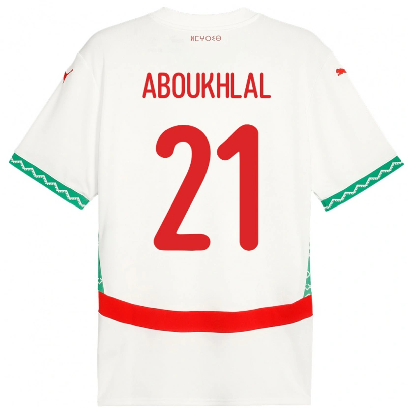 Danxen Dame Marokko Zakaria Aboukhlal #21 Hvit Bortetrøye Drakt Trøye 24-26 Skjorter T-Skjorte