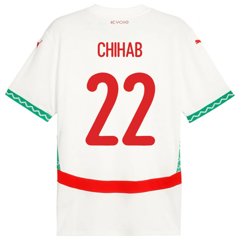 Danxen Dame Marokko Salaheddine Chihab #22 Hvit Bortetrøye Drakt Trøye 24-26 Skjorter T-Skjorte