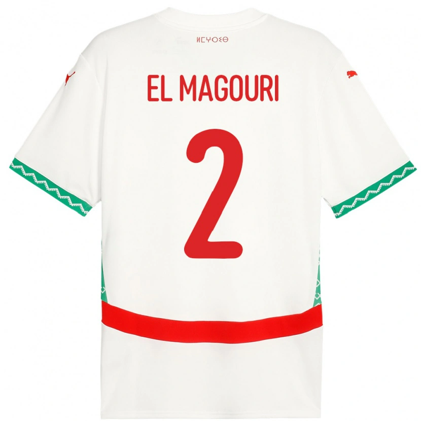 Danxen Dame Marokko Anas El Magouri #2 Hvit Bortetrøye Drakt Trøye 24-26 Skjorter T-Skjorte
