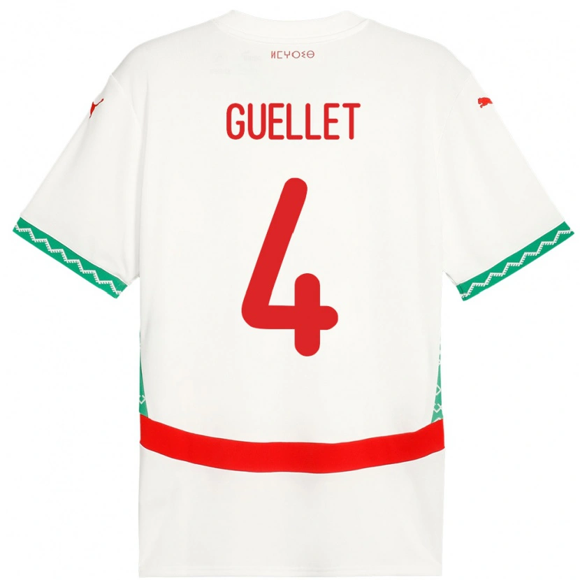 Danxen Dame Marokko Shadi Guellet #4 Hvit Bortetrøye Drakt Trøye 24-26 Skjorter T-Skjorte