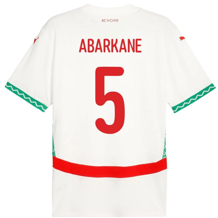 Danxen Dame Marokko Ahmed Abarkane #5 Hvit Bortetrøye Drakt Trøye 24-26 Skjorter T-Skjorte