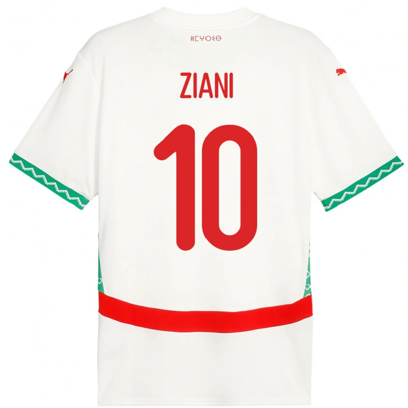 Danxen Dame Marokko Ismael Ziani López #10 Hvit Bortetrøye Drakt Trøye 24-26 Skjorter T-Skjorte