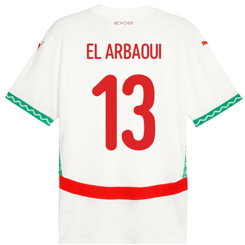 Danxen Dame Marokko Ilyas El Arbaoui #13 Hvit Bortetrøye Drakt Trøye 24-26 Skjorter T-Skjorte