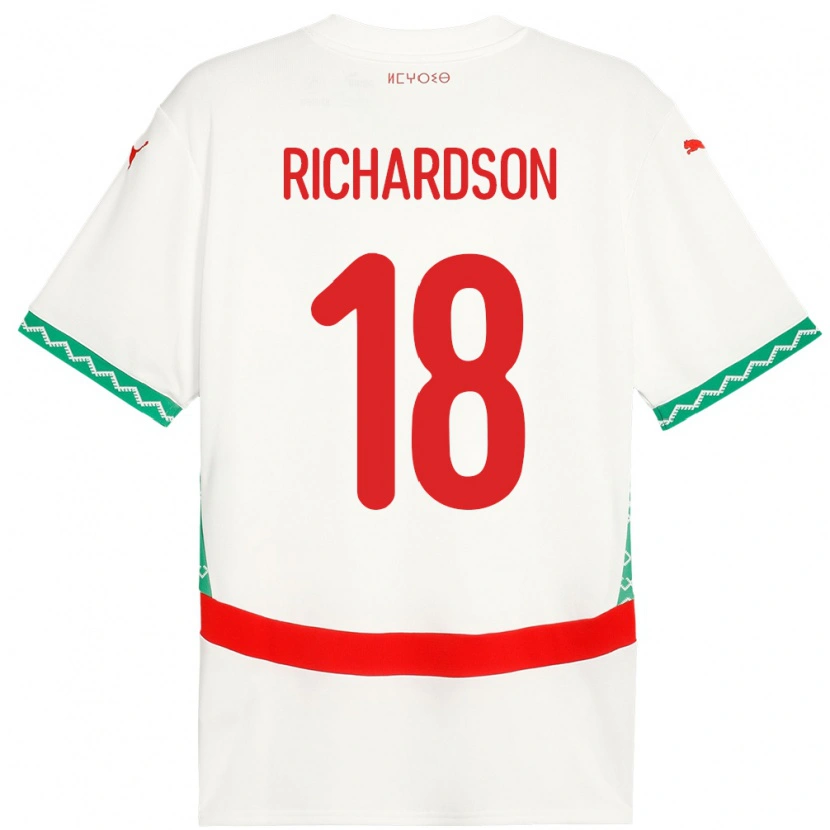 Danxen Dame Marokko Amir Richardson #18 Hvit Bortetrøye Drakt Trøye 24-26 Skjorter T-Skjorte