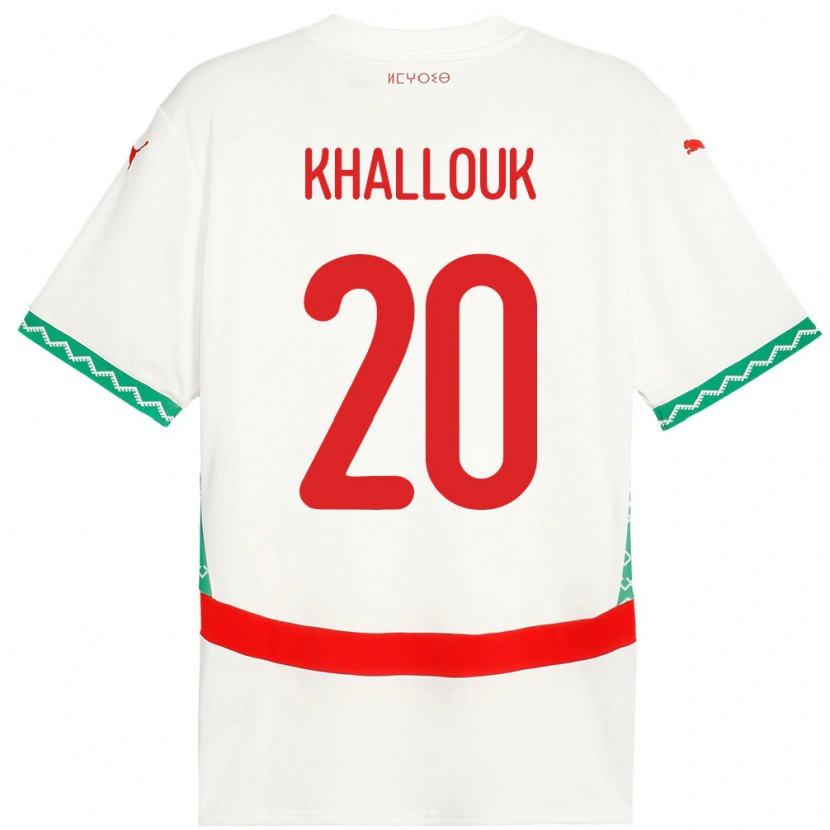 Danxen Dame Marokko Bachir Khallouk #20 Hvit Bortetrøye Drakt Trøye 24-26 Skjorter T-Skjorte