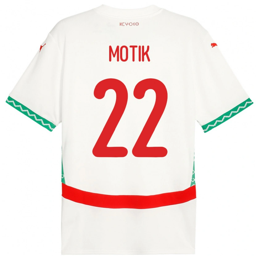 Danxen Dame Marokko Ilyass Motik #22 Hvit Bortetrøye Drakt Trøye 24-26 Skjorter T-Skjorte